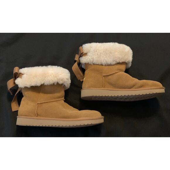 Koolaburra by UGG Shoes - Koolaburra By Ugg Womens Suede Boots Sz 10 Classic Bow Worn Low High Sheepskin